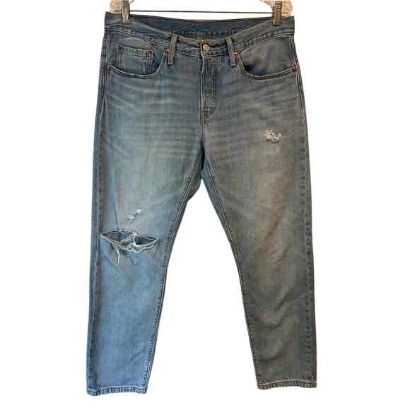 Levi's Other - Levi’s 501 T Distressed Jeans Men’s W31 L28 Light Wash Tapered Denim